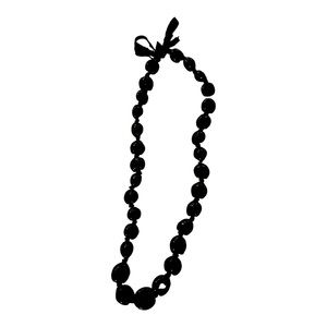 Gorgeous, natural stone black beads individually nodded with a black ribbon.